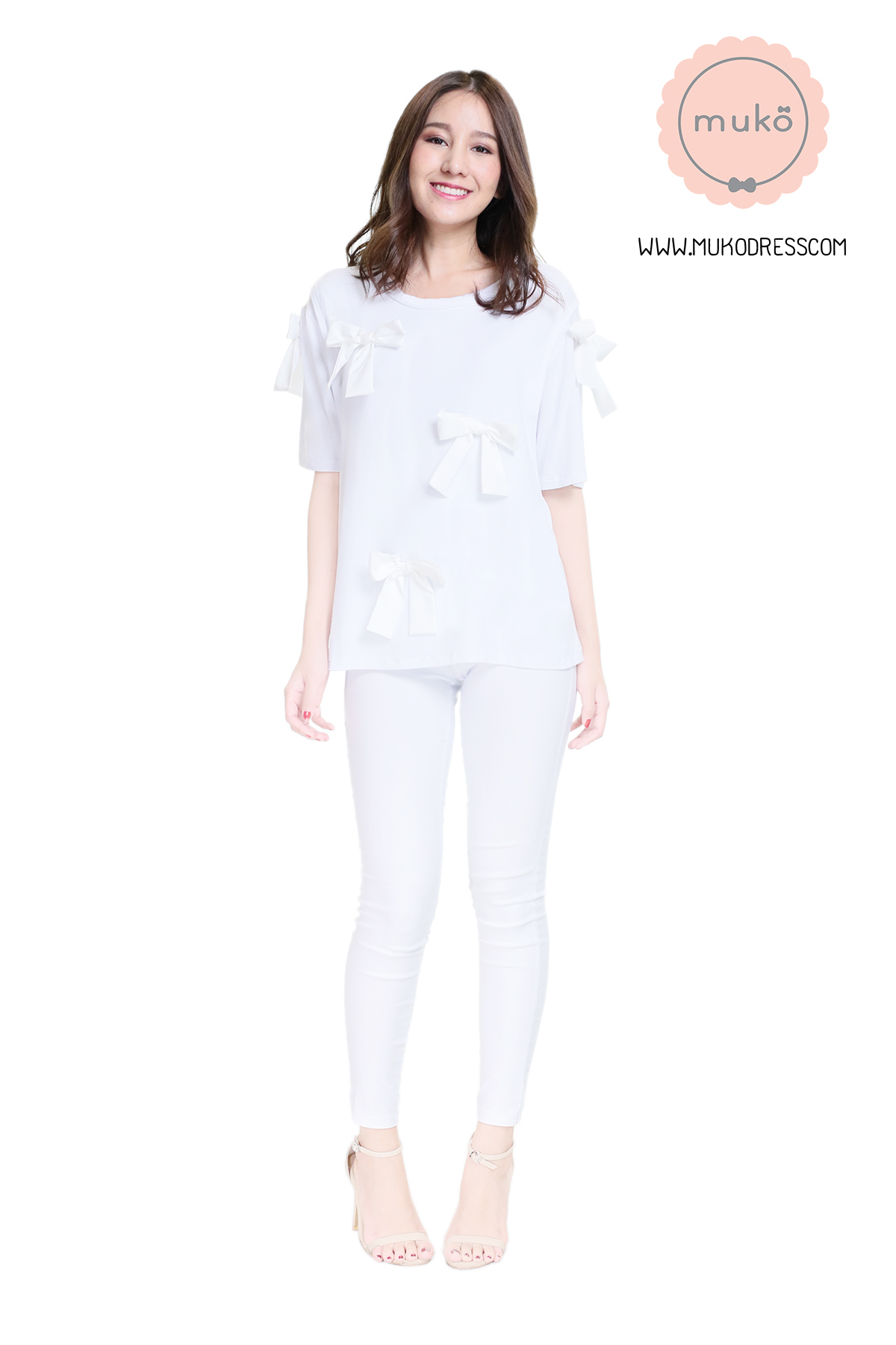 Muko Cher เสื้อเปิดให้นม TC26-008 สีขาว