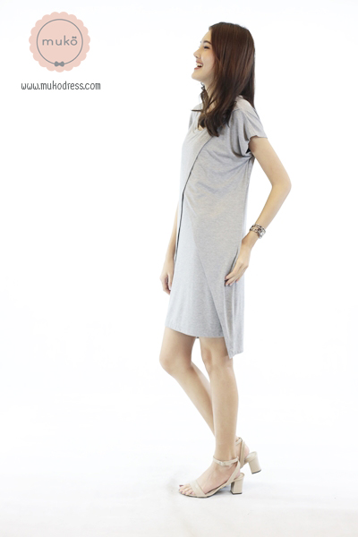 Muko Buttercup ชุดให้นม คลุมท้อง DR16-008 เทาอ่อนล้วน Muko Buttercup ชุดให้นม คลุมท้อง DR16-008 เทาอ่อนล้วน