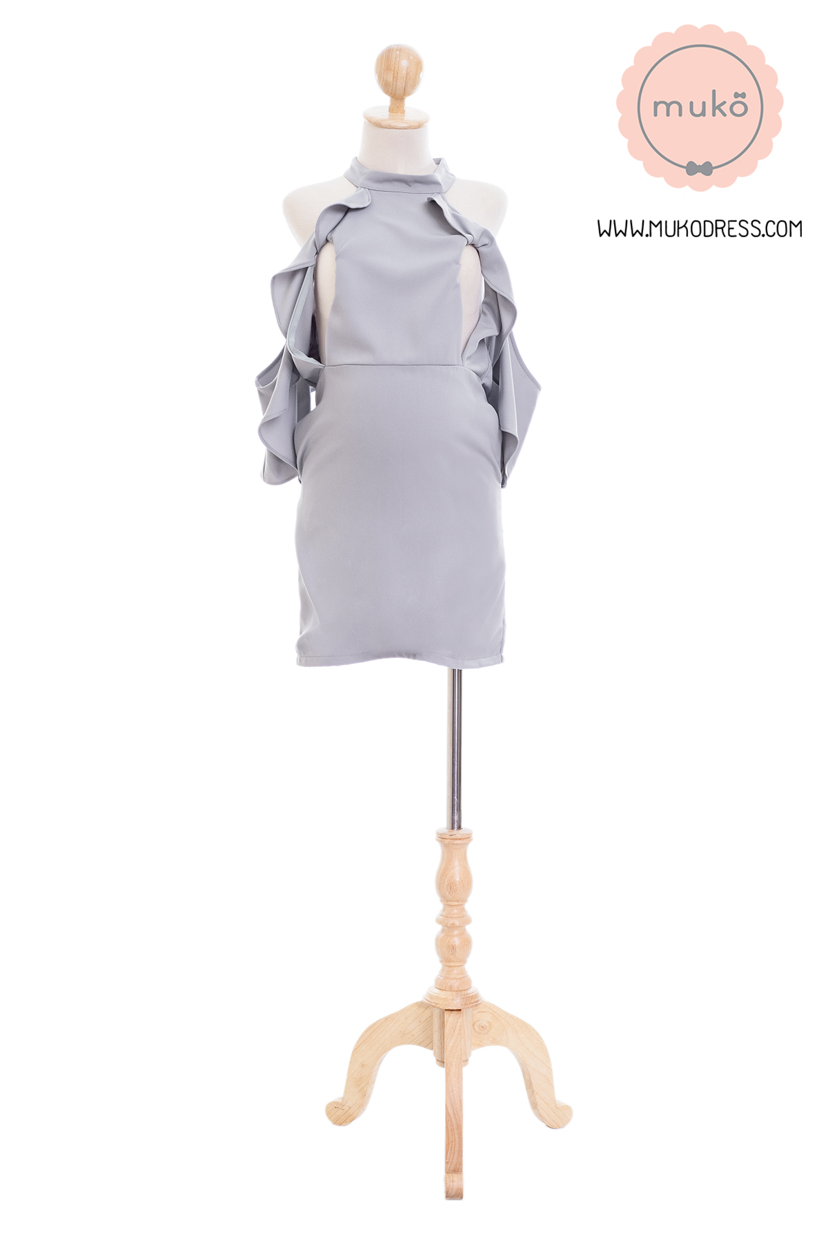 Muko Evelyn เดรสเปิดให้นม คลุมท้อง DZ39-004M เทา