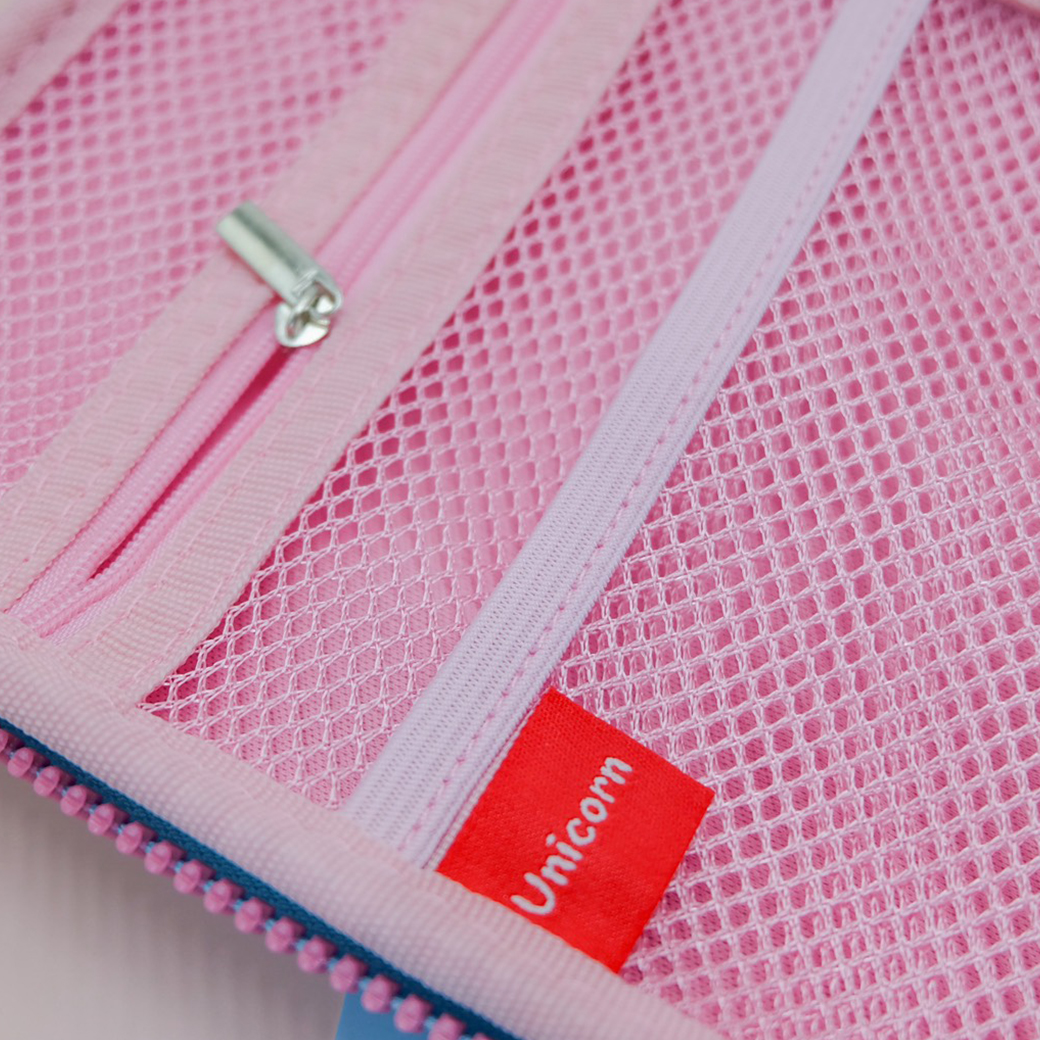 กล่องดินสอกลิตเตอร์ ปั้มนูน ลาย Unicorn CA01-002 สีฟ้า
