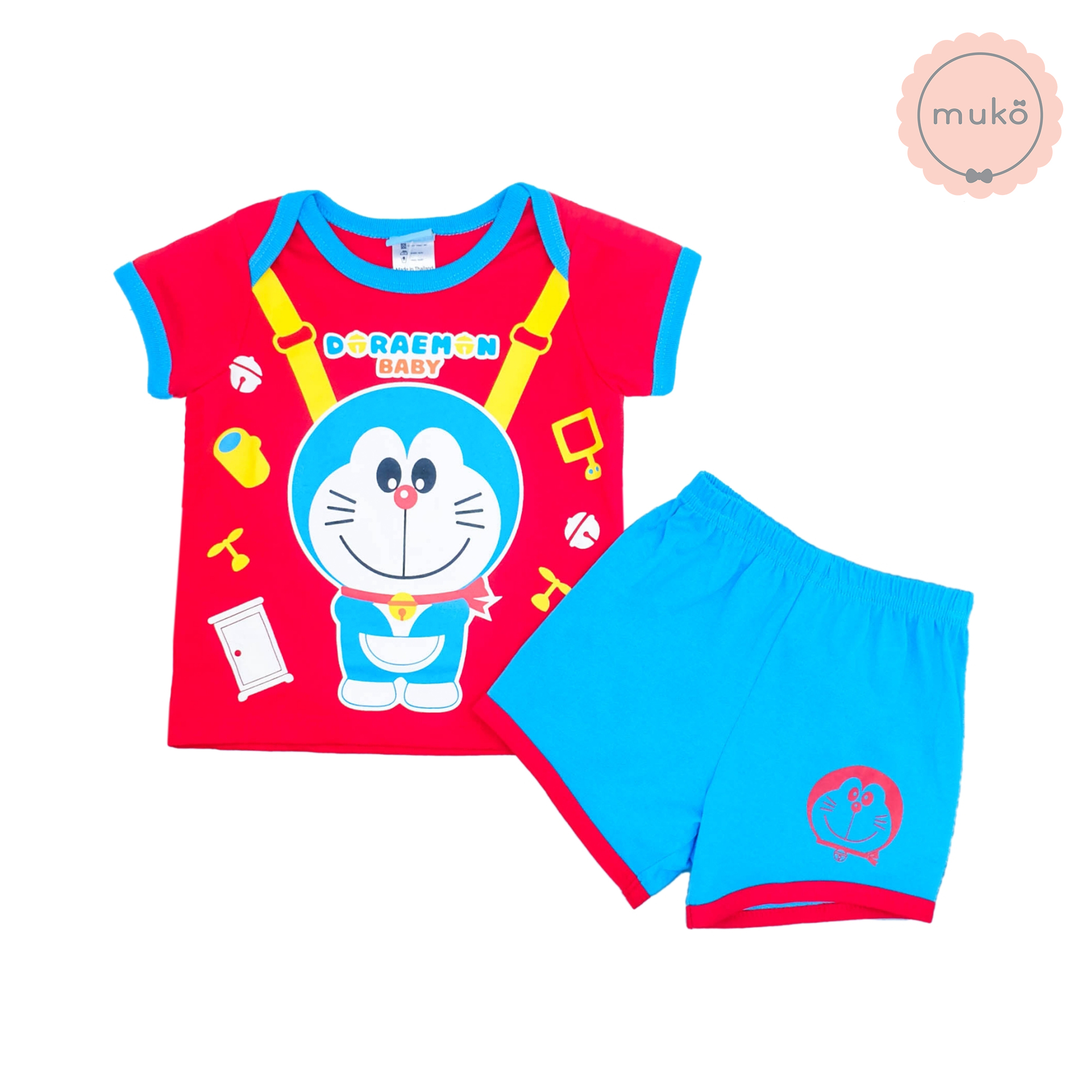 ชุดเบบี้ 6-12 เดือน แขนสั้น-ขาสั้น (M=80) ADC017-185-L-Red M ลายโดเรม่อน Doraemon