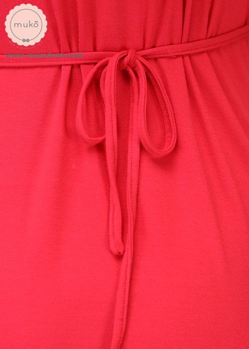 Muko Little Brownie (ชุดยาว 42”) เดรสให้นม คลุมท้อง DR07-003 แดง