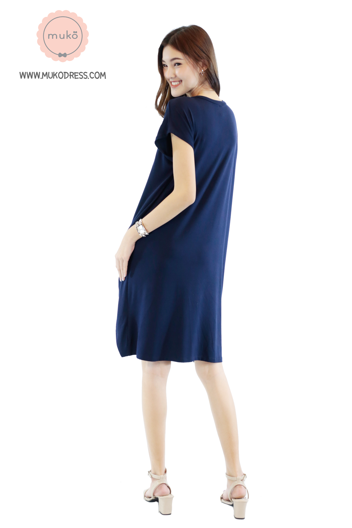Muko ButterCup ชุดให้นม คลุมท้อง DR16-006 กรมล้วน