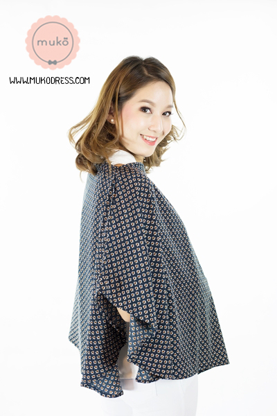 Muko Nursing Cover ผ้าคลุมให้นม AA04-014 กรมลายดอกน้ำตาล