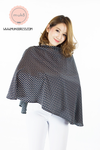 Muko Nursing Cover ผ้าคลุมให้นม AA04-014 กรมลายดอกน้ำตาล