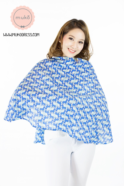 Muko Nursing Cover ผ้าคลุมให้นม AA04-015 เสื้อน้ำเงิน-เขียว