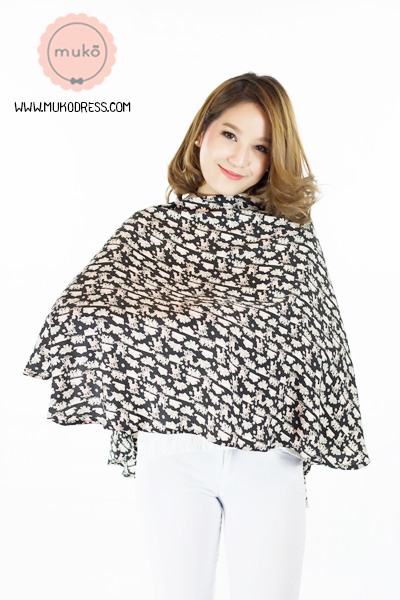 Muko Nursing Cover ผ้าคลุมให้นม AA04-016 ดำลายไก่
