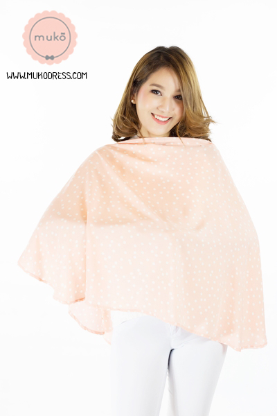 Muko Nursing Cover ผ้าคลุมให้นม AA04-018 ลายส้มจุดขาว