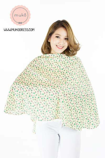Muko Nursing Cover ผ้าคลุมให้นม AA04-019 สีเหลืองดอกเขียว