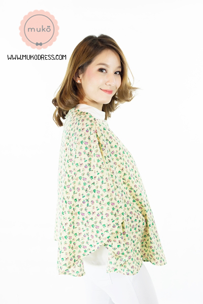 Muko Nursing Cover ผ้าคลุมให้นม AA04-019 สีเหลืองดอกเขียว