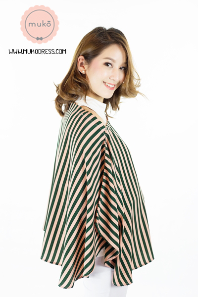 Muko Nursing Cover ผ้าคลุมให้นม AA04-020 ริ้วเขียว