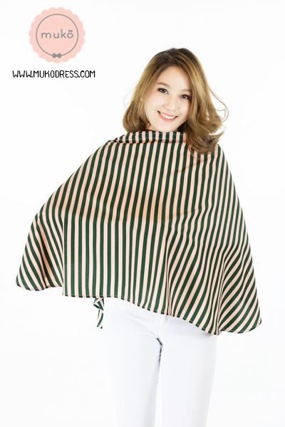 Muko Nursing Cover ผ้าคลุมให้นม AA04-020 ริ้วเขียว