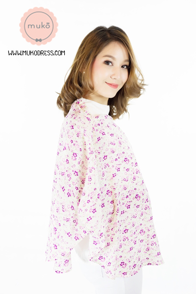 Muko Nursing Cover ผ้าคลุมให้นม AA04-021 ขาวดอกม่วง