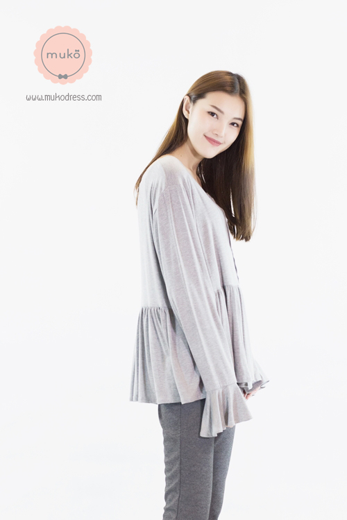 Muko Brooklyn Cardigan เสื้อคลุม แขนระบายอกระบาย AB05-001 สีเทาอ่อน Muko Brooklyn Cardigan เสื้อคลุม แขนระบายอกระบาย AB05-001 สีเทาอ่อน