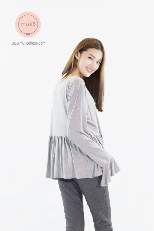 Muko Brooklyn Cardigan เสื้อคลุม แขนระบายอกระบาย AB05-001 สีเทาอ่อน Muko Brooklyn Cardigan เสื้อคลุม แขนระบายอกระบาย AB05-001 สีเทาอ่อน