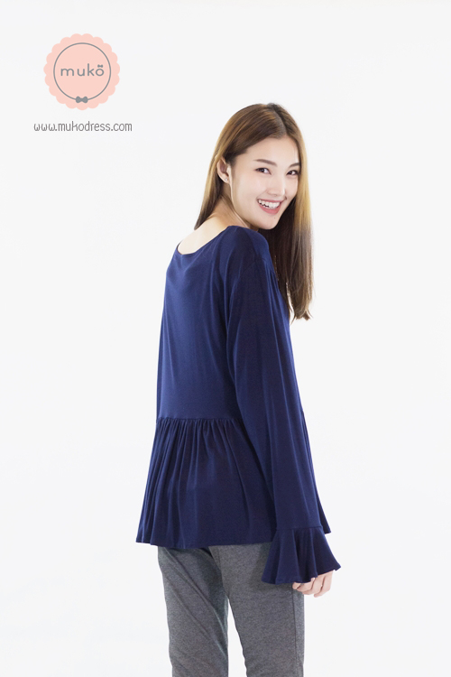 Muko Brooklyn Cardigan เสื้อคลุม แขนระบายอกระบาย AB05-002 สีกรม