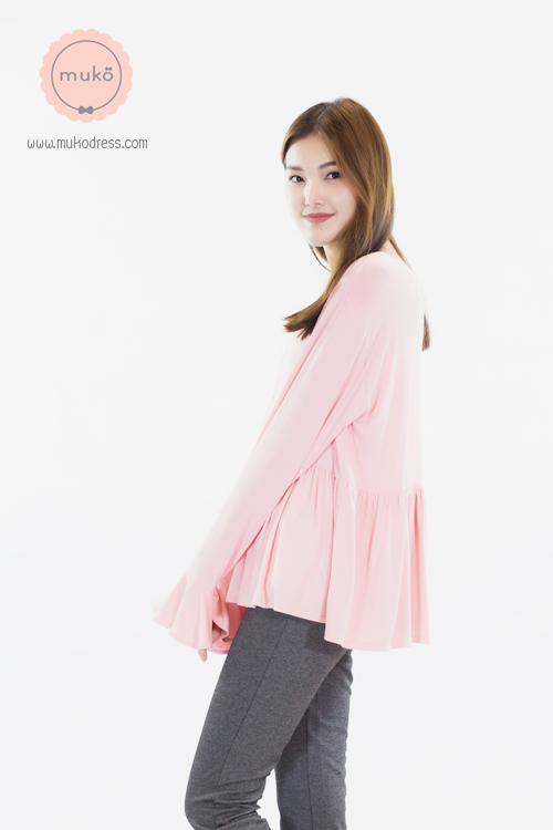 Muko Brooklyn Cardigan เสื้อคลุม แขนระบายอกระบาย AB05-004 สีชมพู