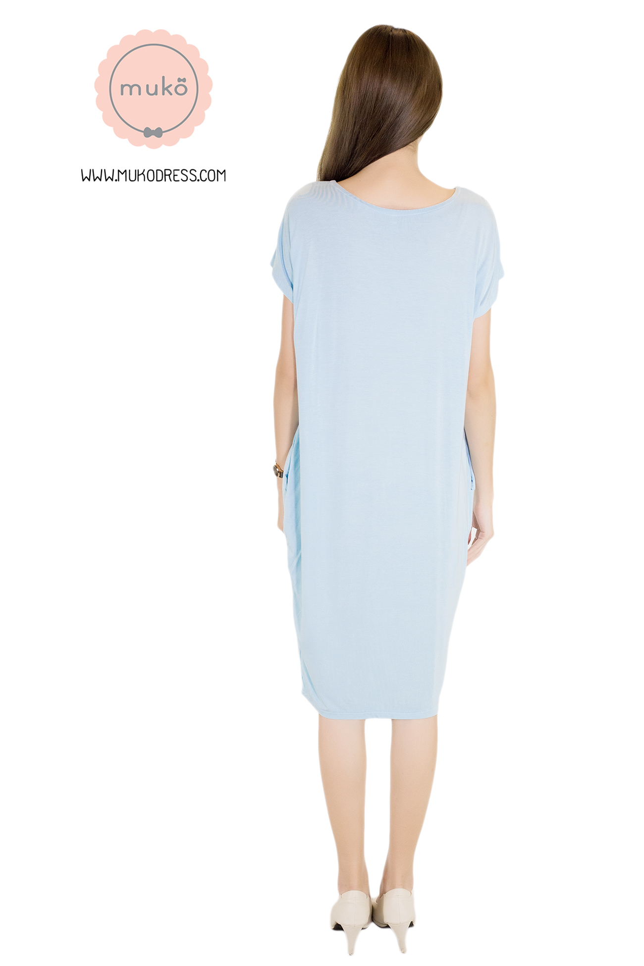 Muko Lady Jane เดรสเปิดให้นม คลุมท้อง DR08-015 ฟ้านม