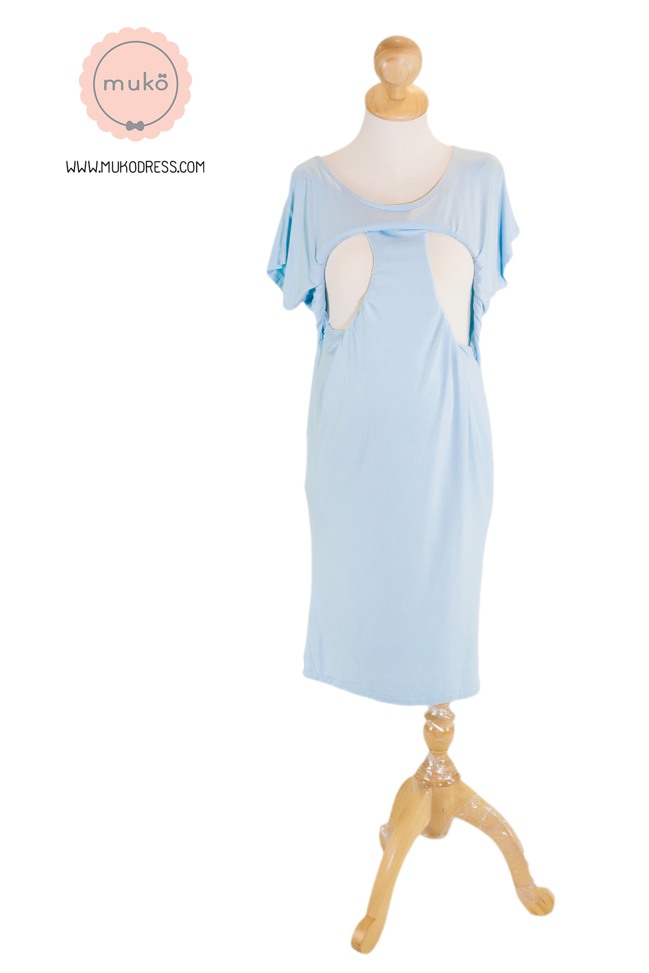 Muko Lady Jane เดรสเปิดให้นม คลุมท้อง DR08-015 ฟ้านม