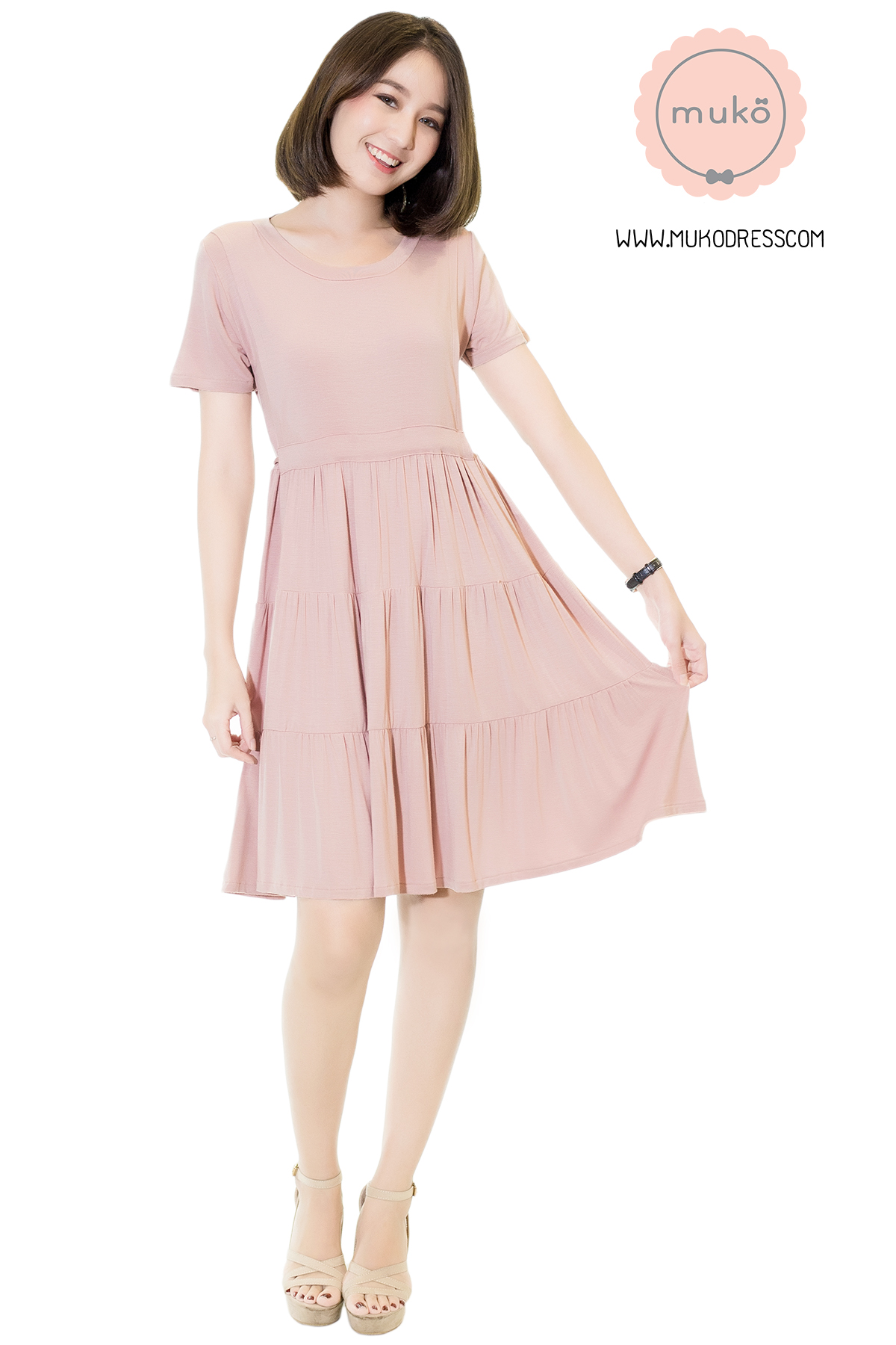 Muko Bello Betty เดรสให้นม คลุมท้อง DR02-005 สีนู๊ด Muko Bello Betty เดรสให้นม คลุมท้อง DR02-005 สีนู๊ด