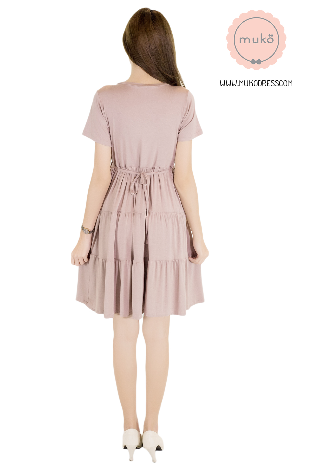 Muko Bello Betty เดรสให้นม คลุมท้อง DR02-007 สีลาเต้