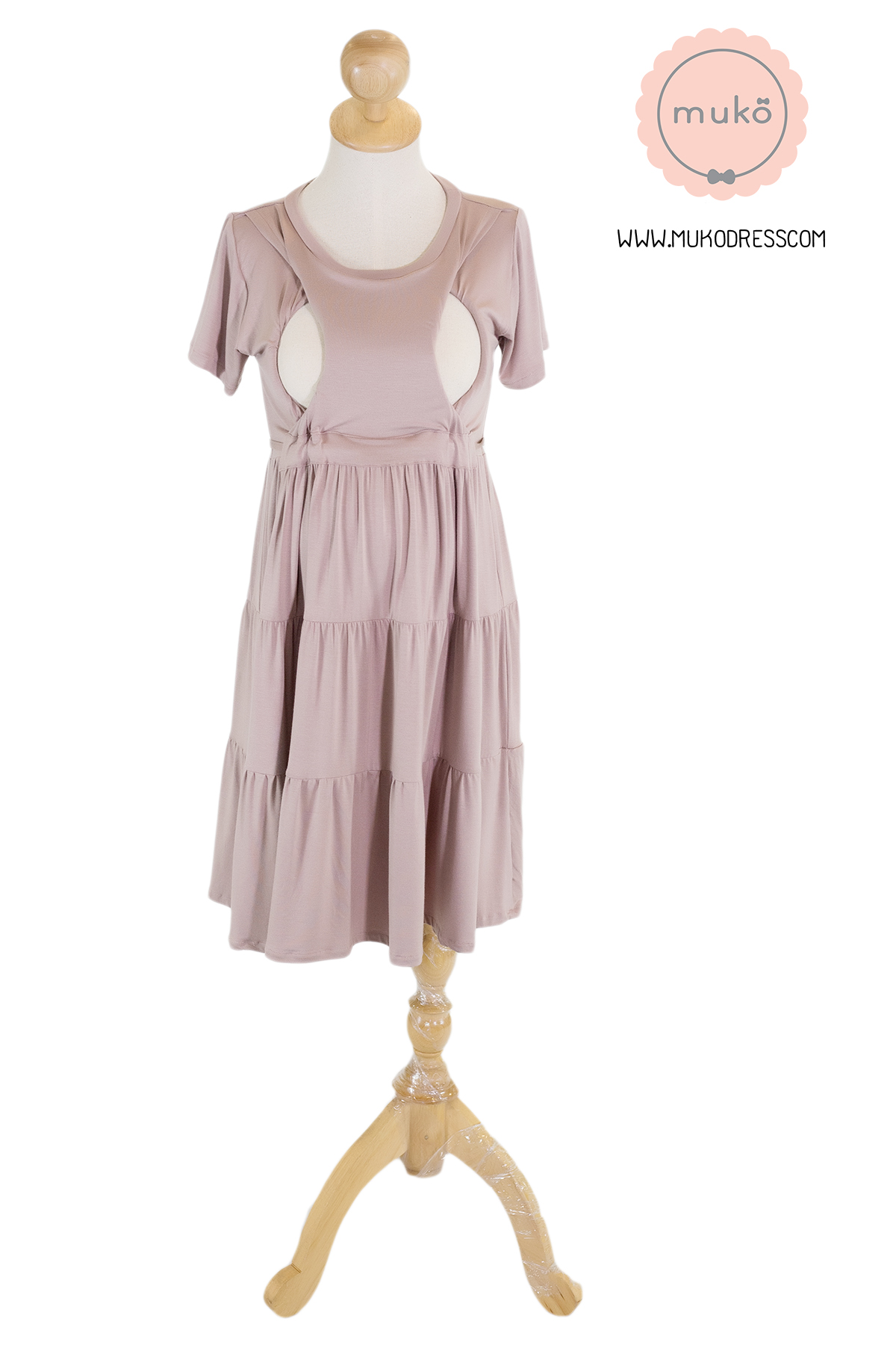 Muko Bello Betty เดรสให้นม คลุมท้อง DR02-007 สีลาเต้