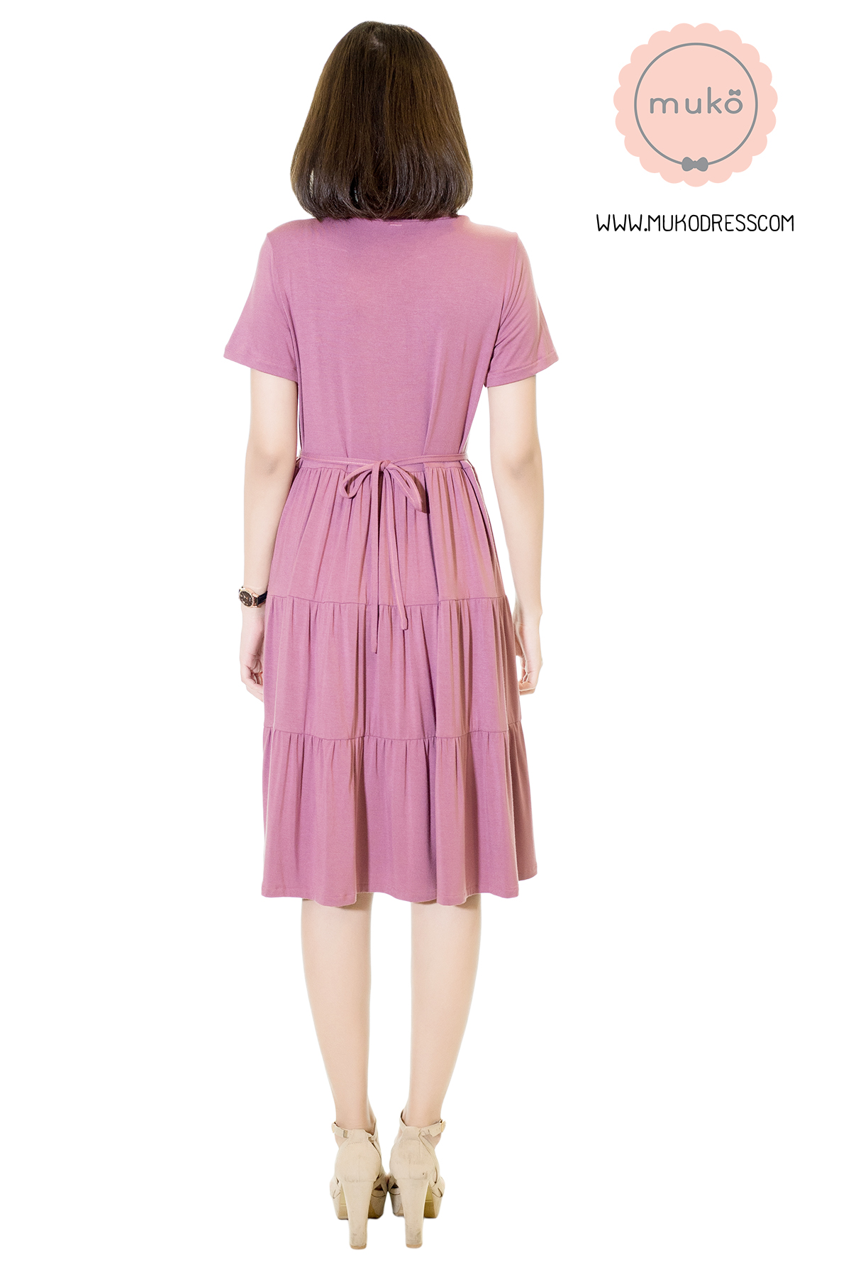 Muko Bello Betty เดรสให้นม คลุมท้อง DR02-009 กะปิ Muko Bello Betty เดรสให้นม คลุมท้อง DR02-009 กะปิ