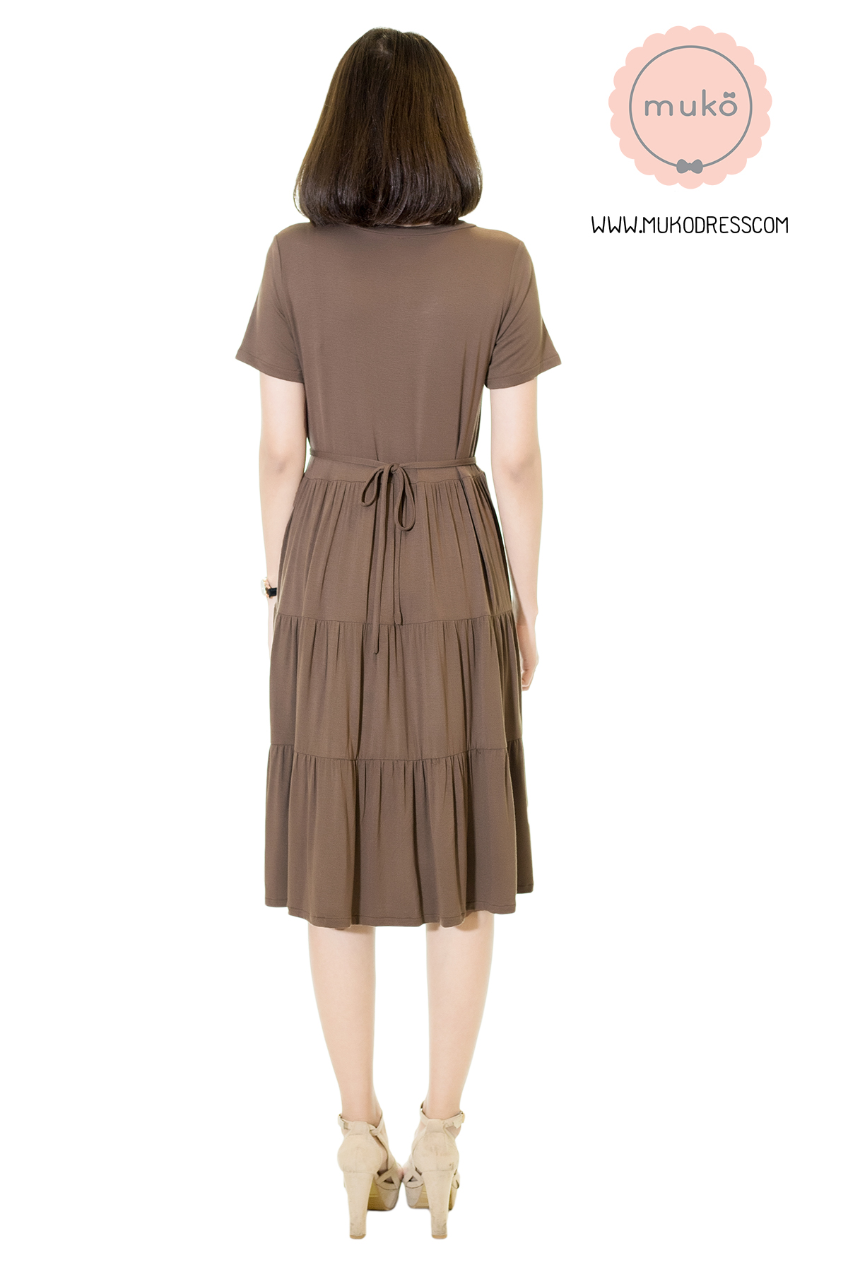 Muko Bello Betty เดรสให้นม คลุมท้อง DR02-010 สีน้ำตาล