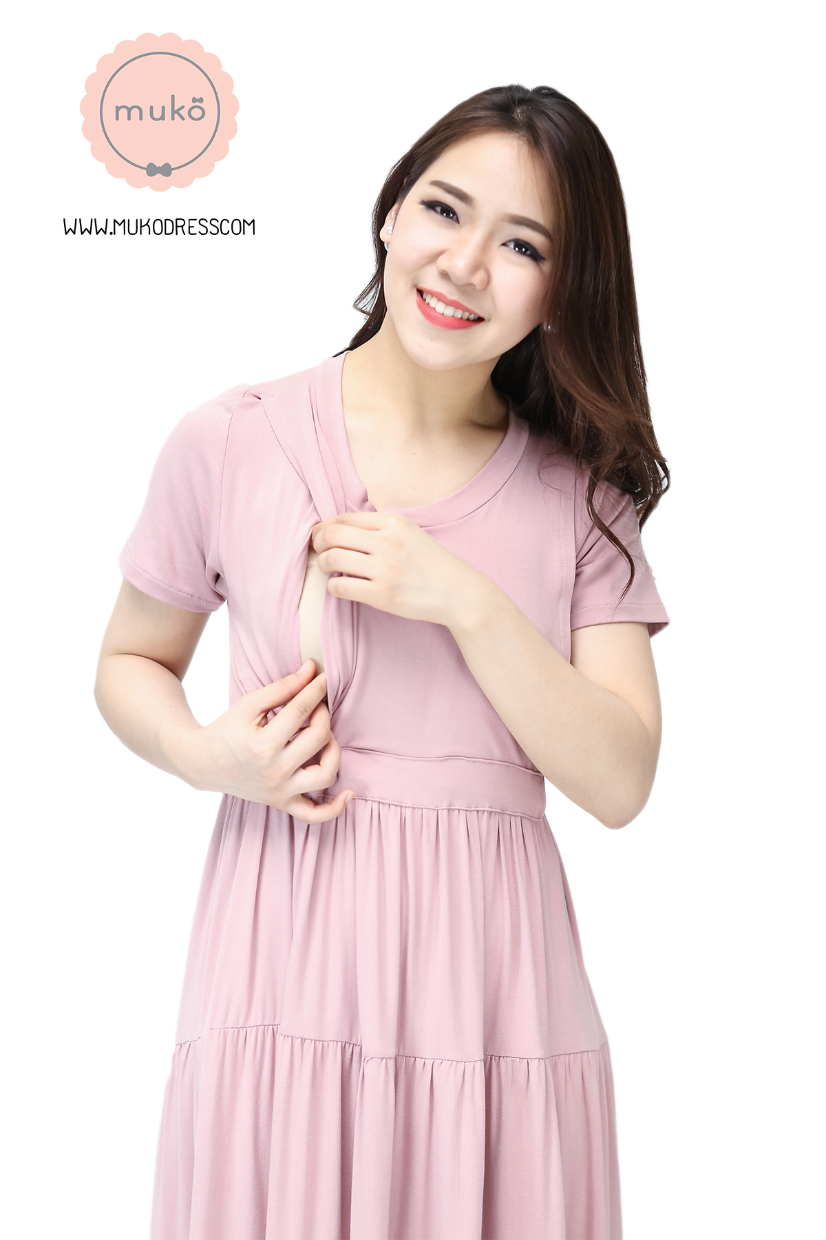 Muko Betty  เดรสให้นม คลุมท้อง  DR06-004 นู๊ด