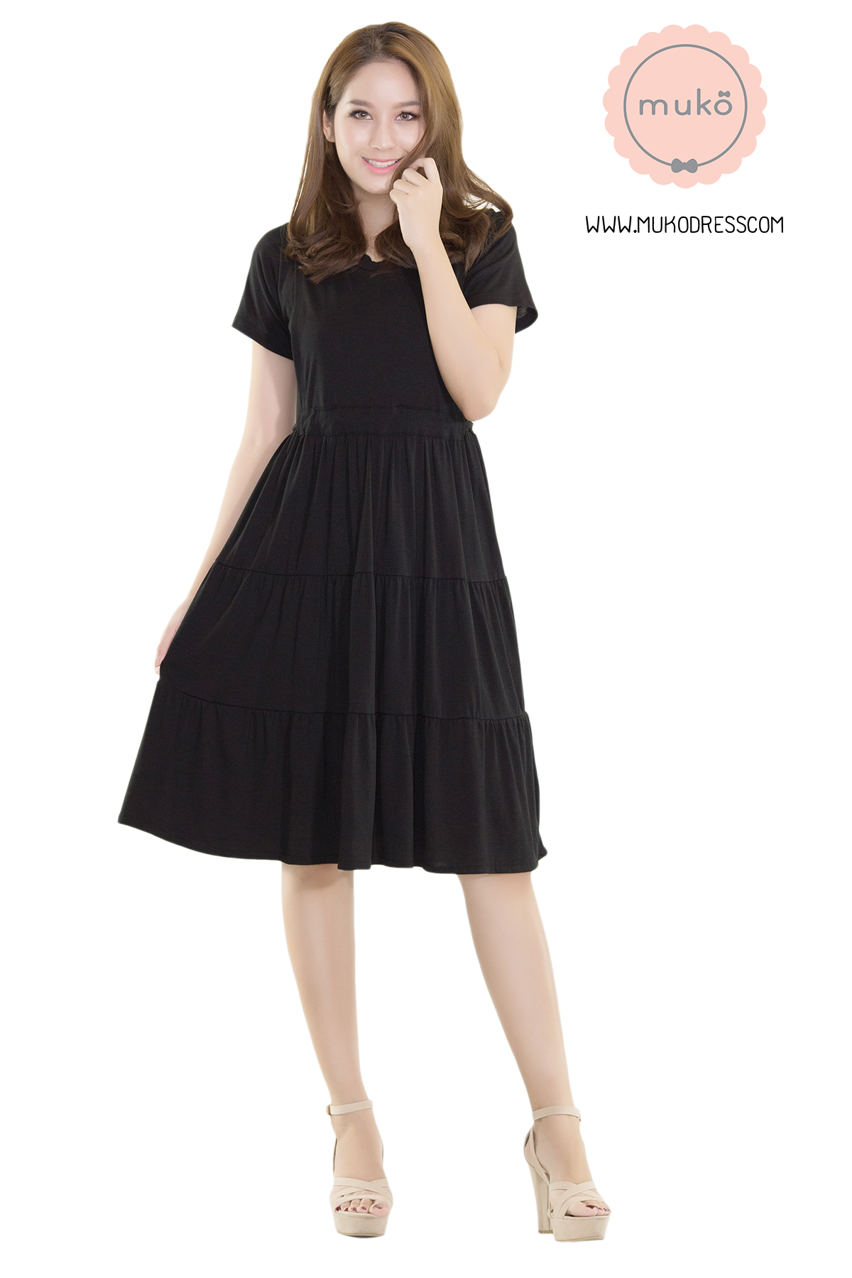 Muko Betty เดรสเปิดให้นม คลุมท้อง DR06-009 สีดำ Muko Betty เดรสเปิดให้นม คลุมท้อง DR06-009 สีดำ