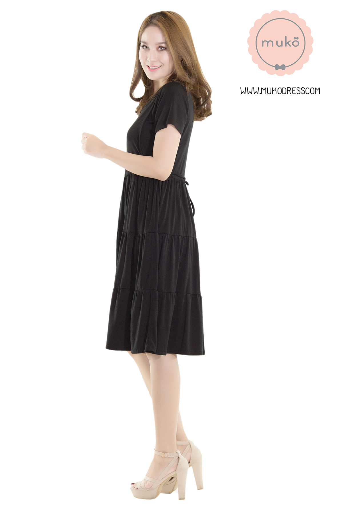 Muko Betty เดรสเปิดให้นม คลุมท้อง DR06-009 สีดำ Muko Betty เดรสเปิดให้นม คลุมท้อง DR06-009 สีดำ