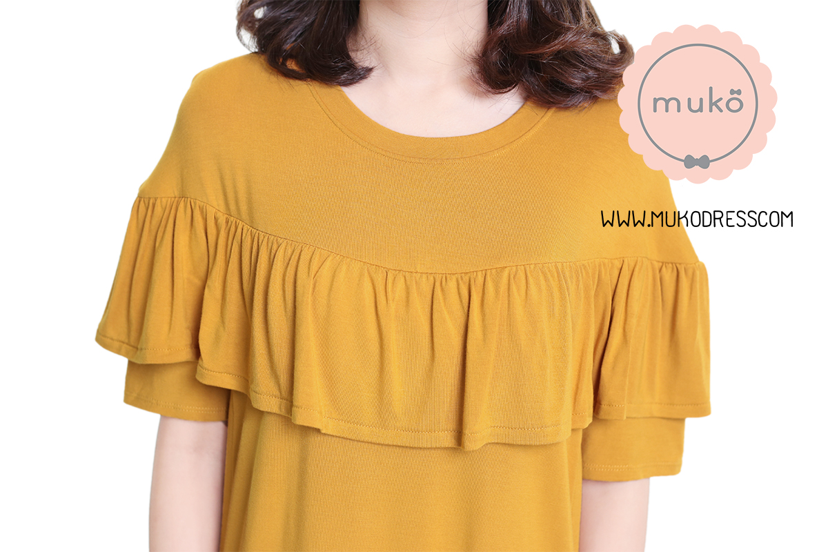 Muko Madison เดรสให้นม คลุมท้อง DR28-012 เหลืองมัสตาร์ด Muko Madison เดรสให้นม คลุมท้อง DR28-012 เหลืองมัสตาร์ด