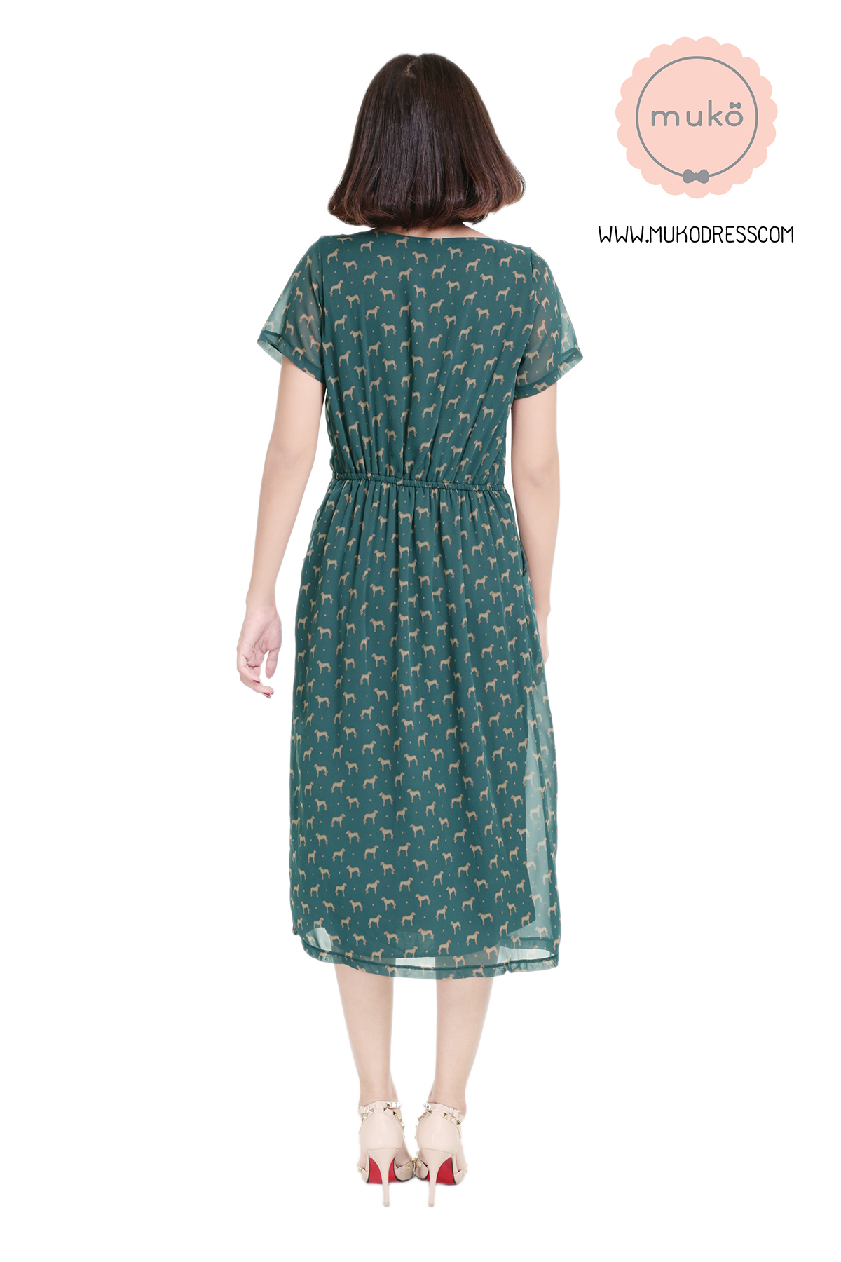 Muko PrimRose เดรสให้นม คลุมท้อง DZ12-027 เขียวสุนัข