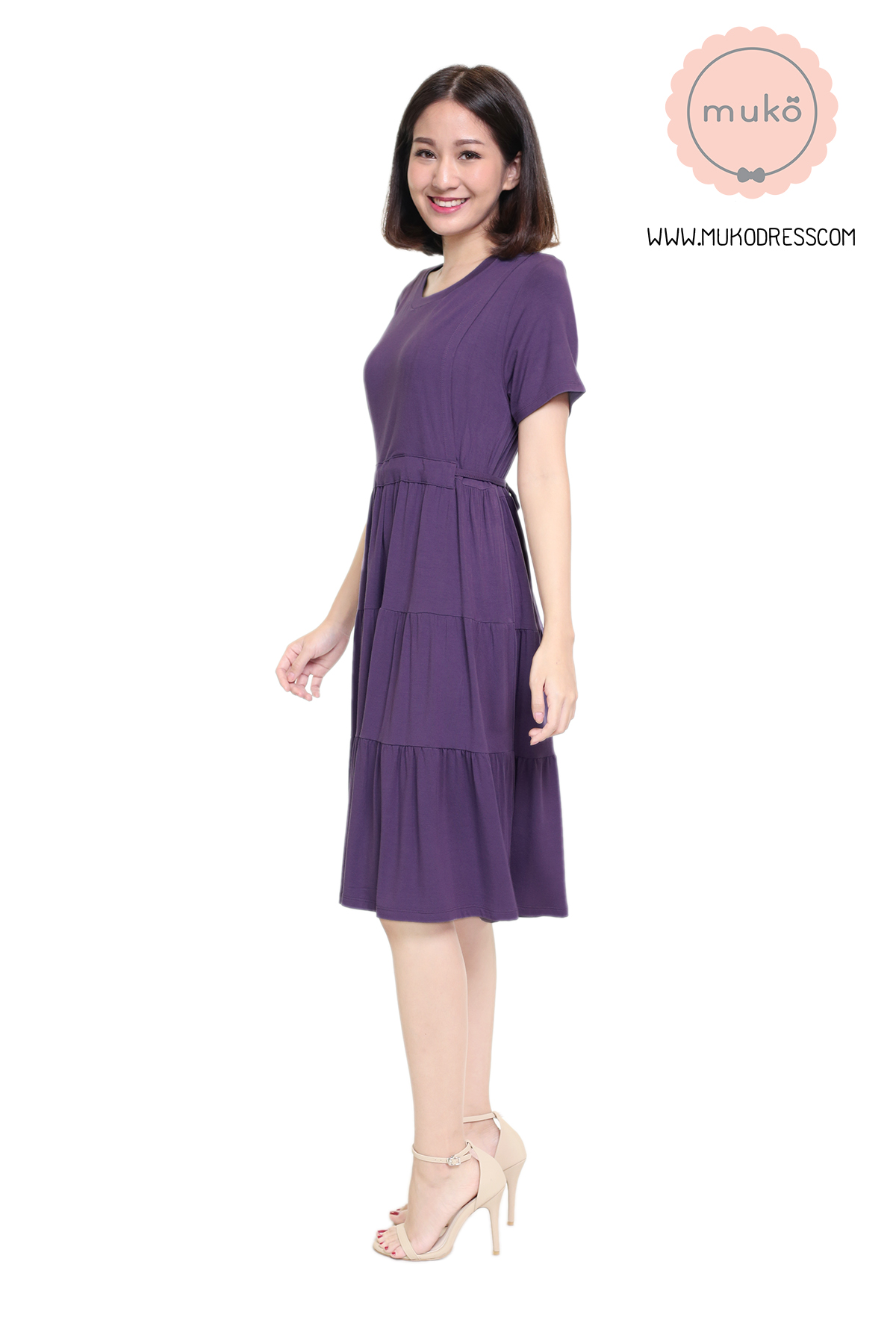 Muko Bello Betty เดรสให้นม คลุมท้อง DR02-019 ม่วงใหม่