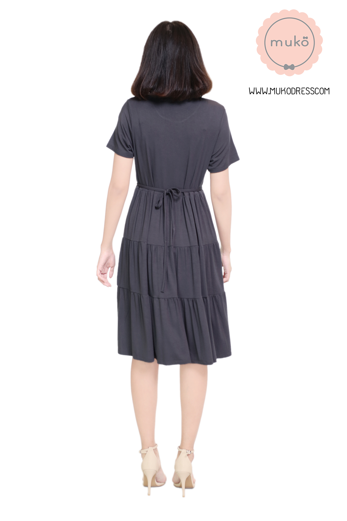 Muko Bello Betty เดรสให้นม คลุมท้อง DR02-020 เทาเงา Muko Bello Betty เดรสให้นม คลุมท้อง DR02-020 เทาเงา