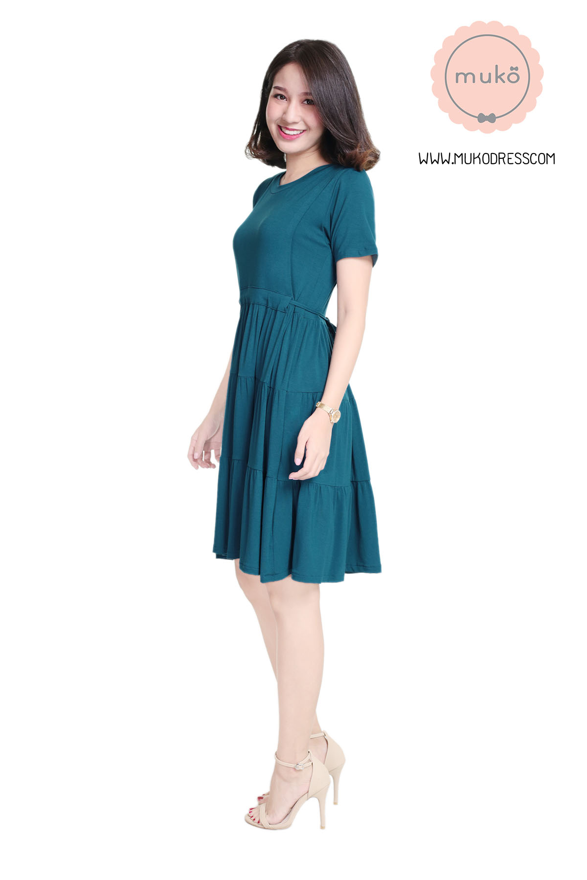 Muko Bello Betty เดรสให้นม คลุมท้อง DR02-021 ฟ้าทะเล Muko Bello Betty เดรสให้นม คลุมท้อง DR02-021 ฟ้าทะเล