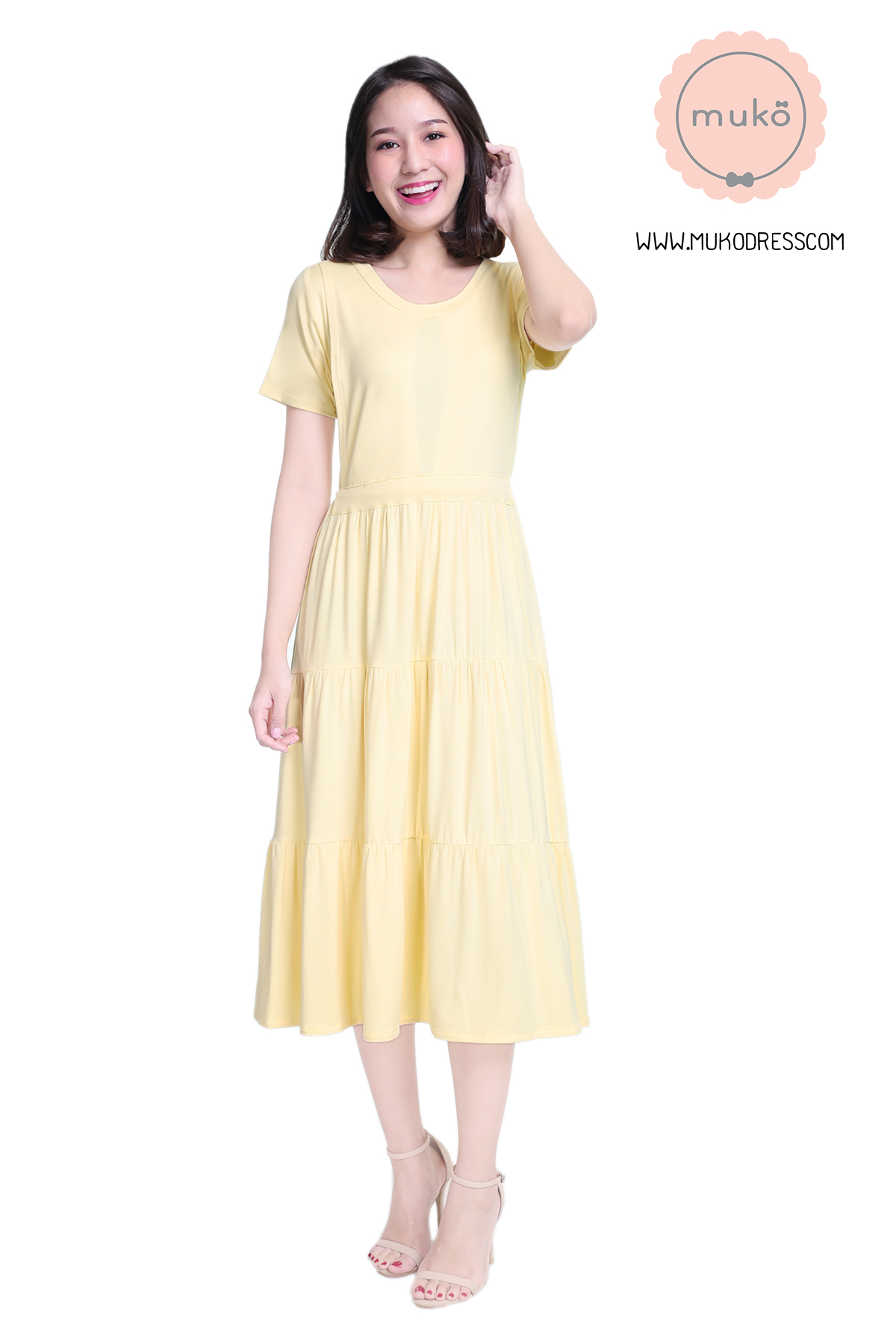 Muko Betty เดรสให้นม คลุมท้อง DR06-022 เหลืองนม Muko Betty เดรสให้นม คลุมท้อง DR06-022 เหลืองนม