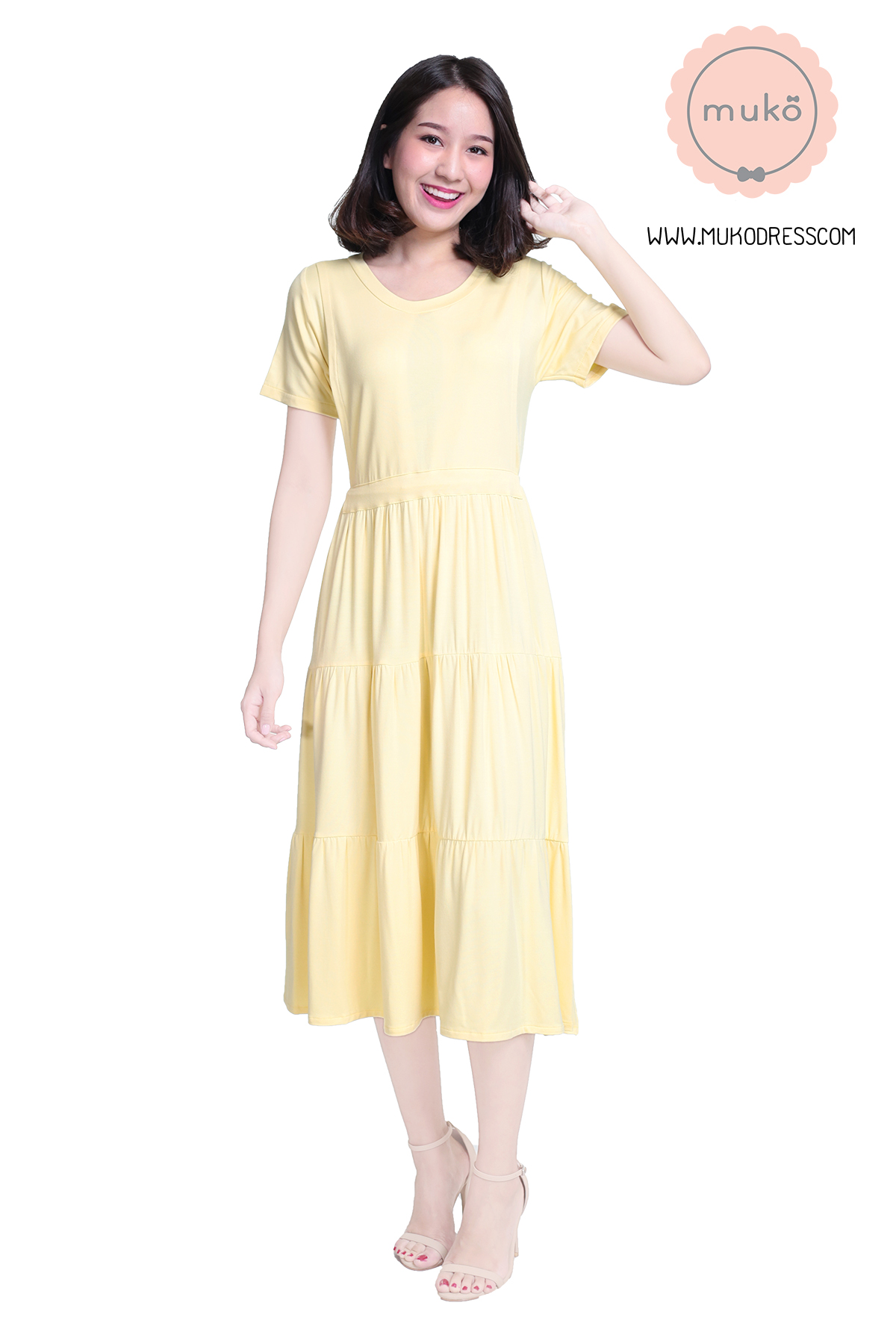 Muko Betty เดรสให้นม คลุมท้อง DR06-022 เหลืองนม Muko Betty เดรสให้นม คลุมท้อง DR06-022 เหลืองนม