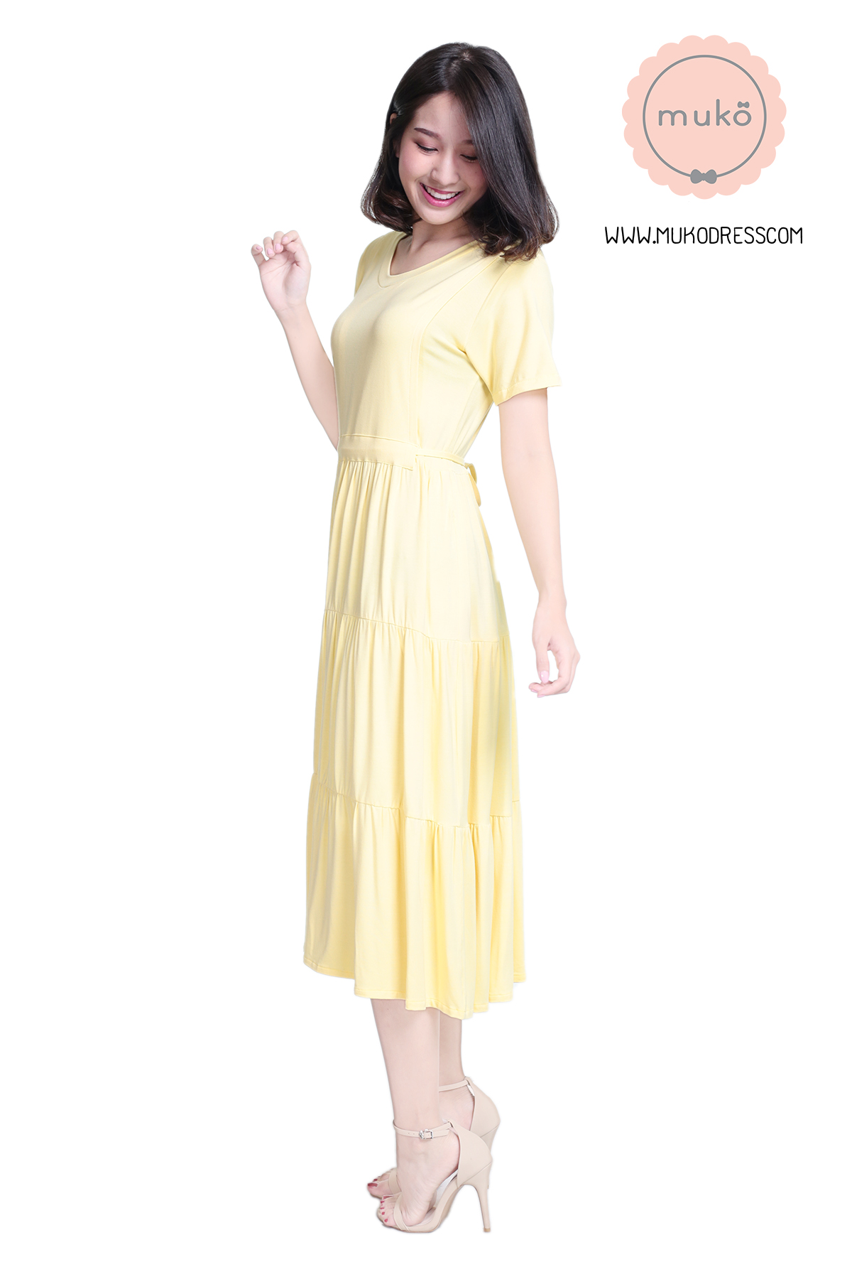 Muko Betty เดรสให้นม คลุมท้อง DR06-022 เหลืองนม Muko Betty เดรสให้นม คลุมท้อง DR06-022 เหลืองนม
