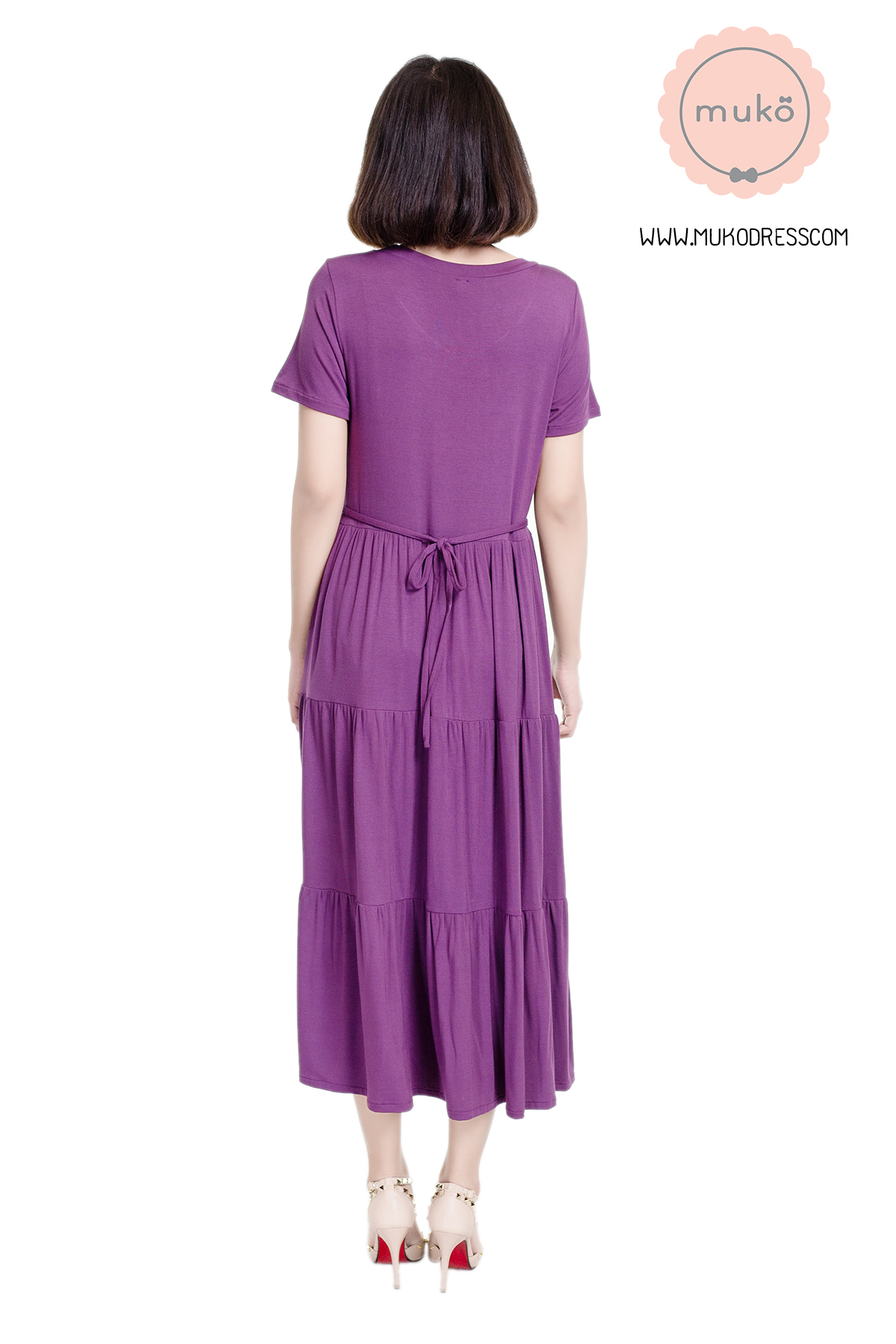 Muko Betty  เดรสให้นม คลุมท้อง  DR06-014 ม่วงมังคุด