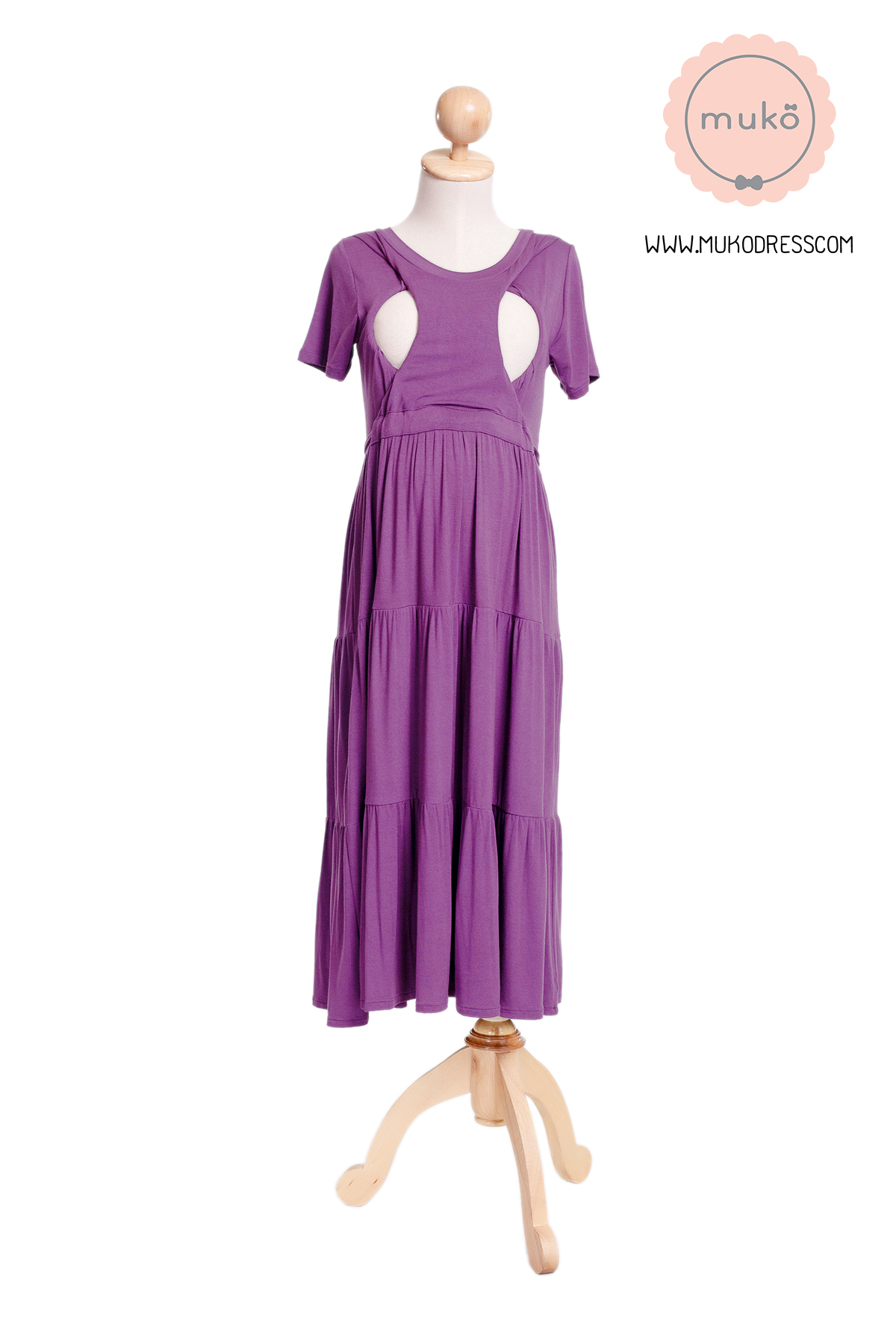 Muko Betty  เดรสให้นม คลุมท้อง  DR06-014 ม่วงมังคุด