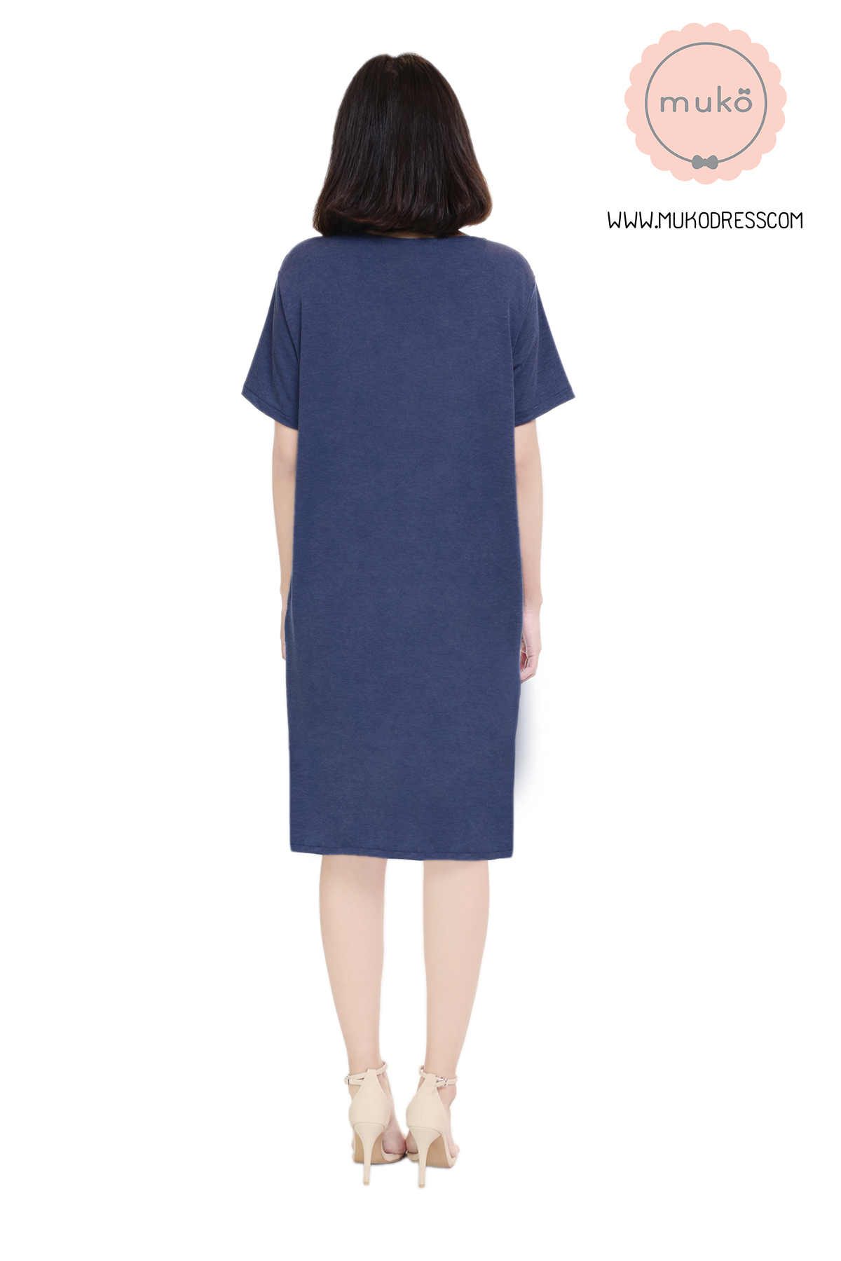 Muko Shilin เดรสให้นม คลุมท้อง DR12-019 สียีนส์