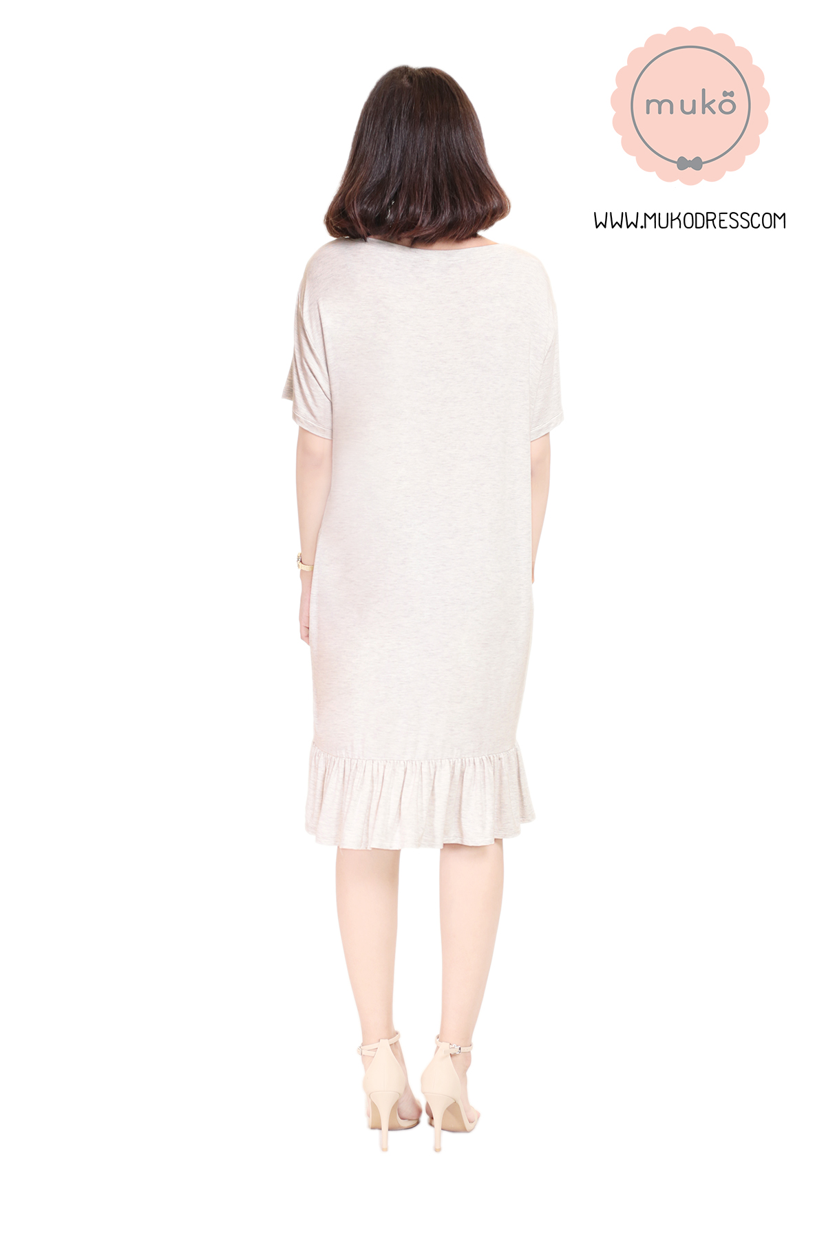 Muko Haru เดรสให้นม คลุมท้อง DR13-017M เทาอ่อนมาก