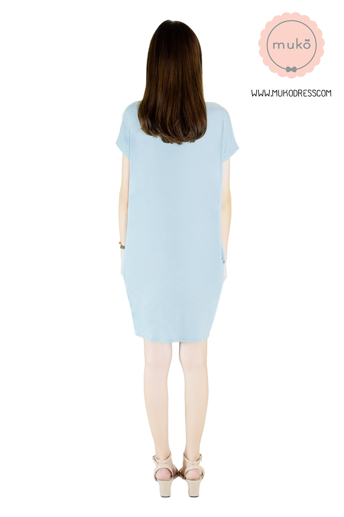Muko Aya Jane เดรสให้นม คลุมท้อง DR15-013 ฟ้า Muko Aya Jane เดรสให้นม คลุมท้อง DR15-013 ฟ้า