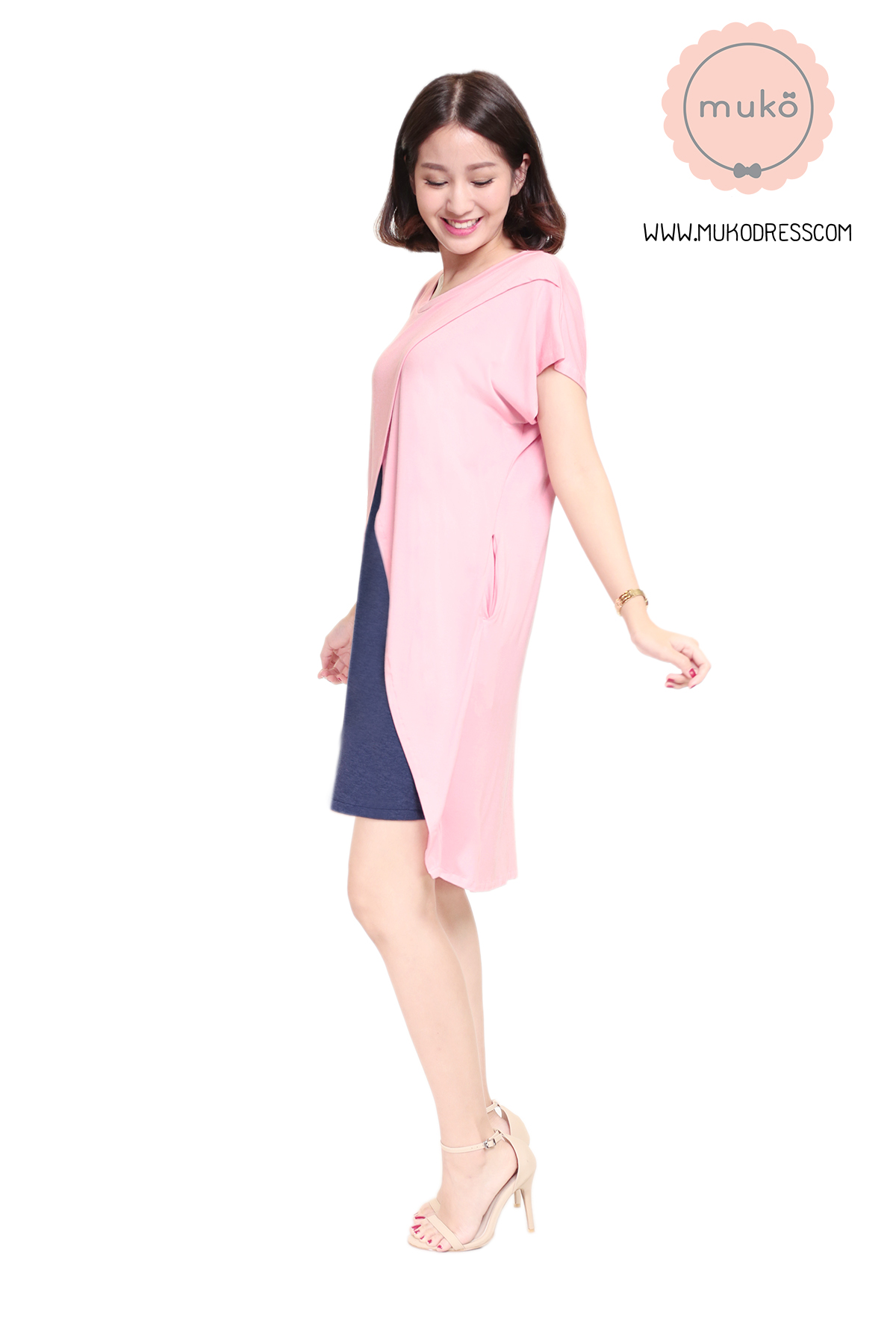 Muko ButterCup เดรสให้นม คลุมท้อง DR16-026 ชมพู-ยีนส์ Muko ButterCup เดรสให้นม คลุมท้อง DR16-026 ชมพู-ยีนส์