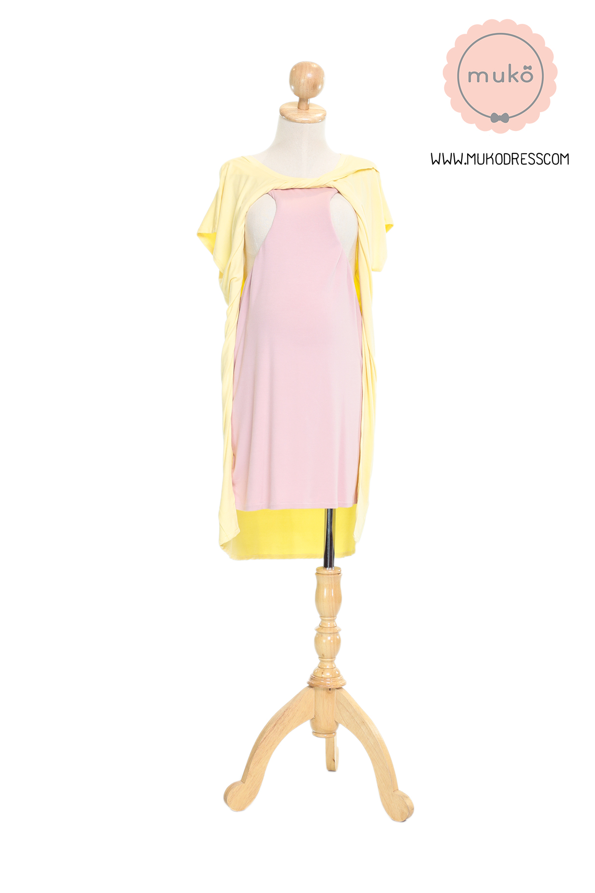Muko ButterCup เดรสให้นม คลุมท้อง DR16-027 เหลือง-นู๊ด