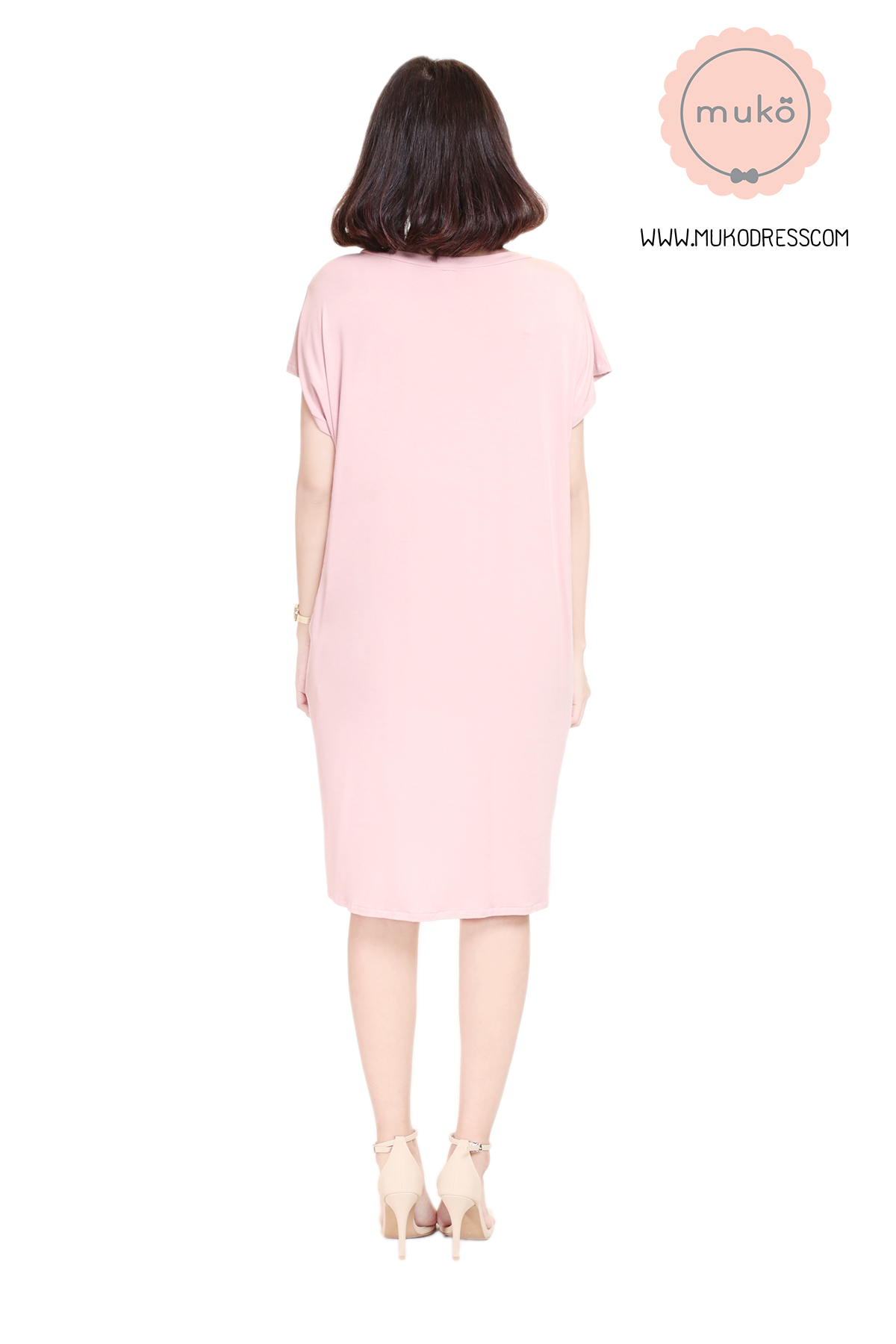 Muko ButterCup เดรสให้นม คลุมท้อง DR16-028 นู๊ด-ดำ