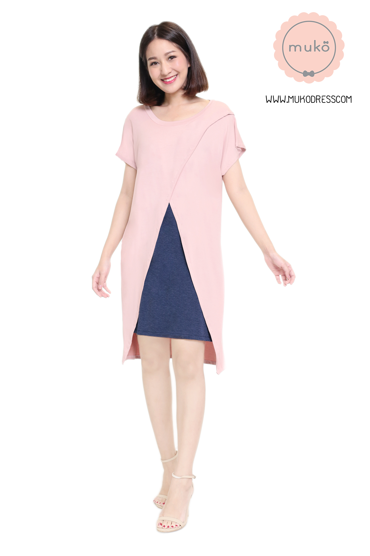 Muko ButterCup เดรสให้นม คลุมท้อง DR16-030 นู๊ด-ยีนส์