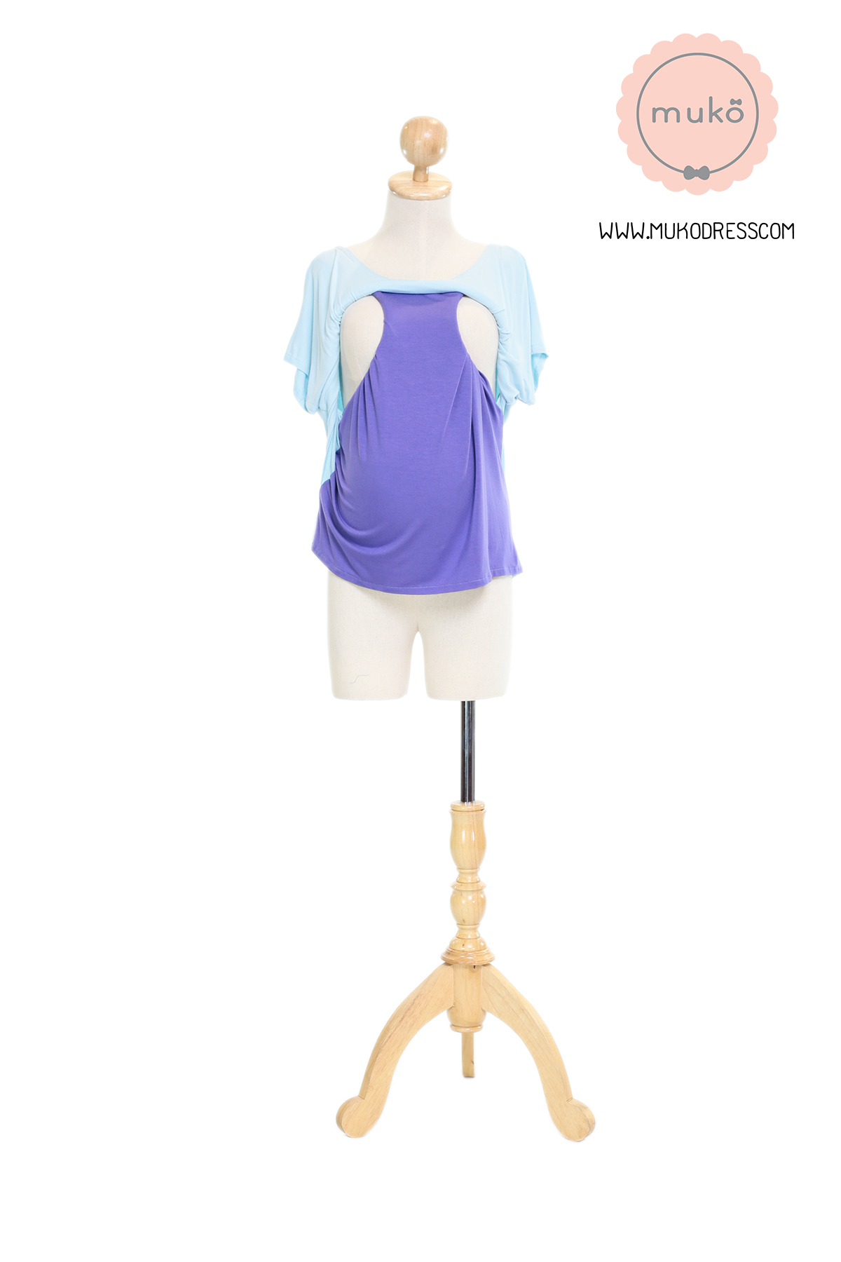 Muko Mila  เสื้อให้นม คลุมท้อง TC12-045 ฟ้า-ม่วงท๊อฟฟี่