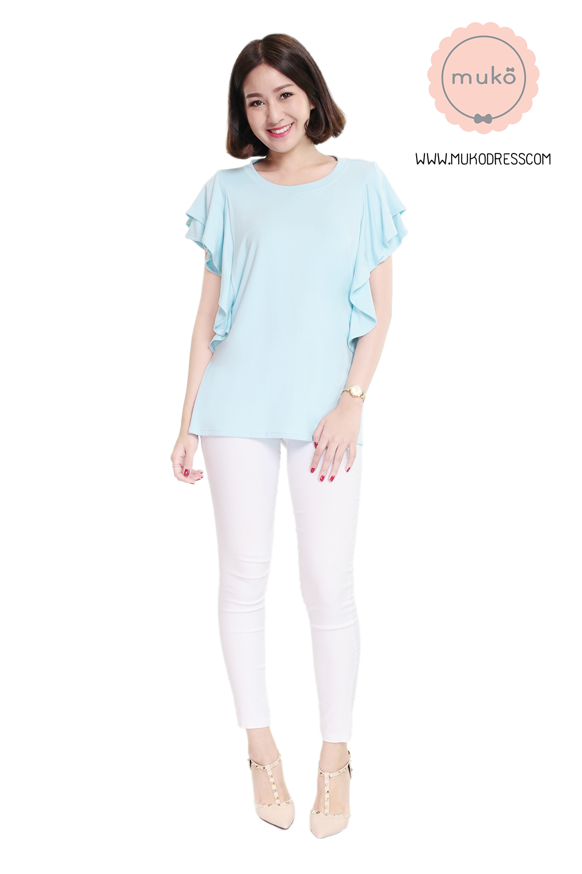 Muko Peach Berry เสื้อให้นม คลุมท้อง TC20-003 ฟ้า